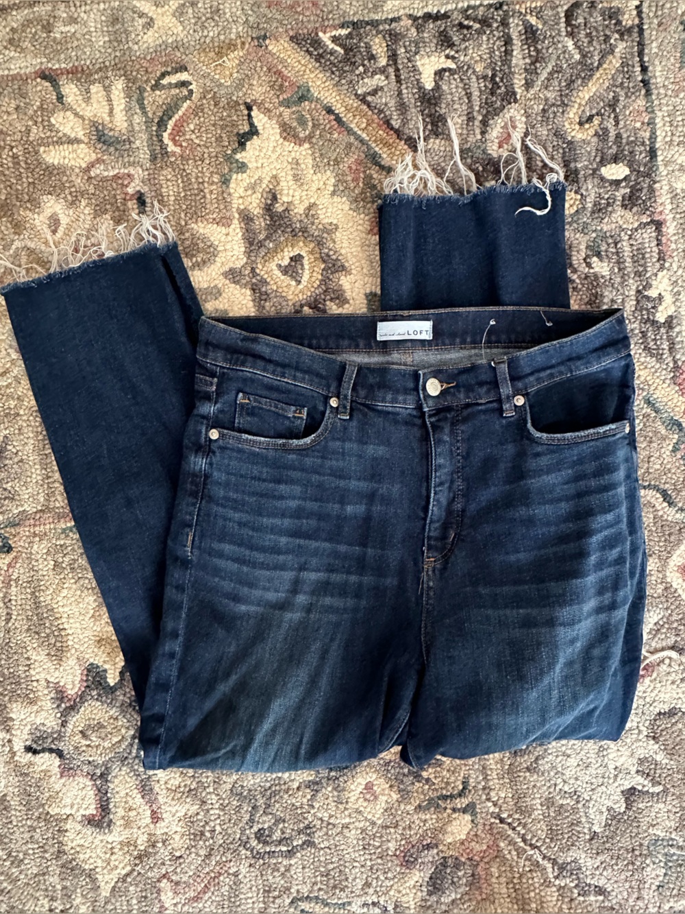 LOFT Dark Indigo Women's Raw Hem Jeans